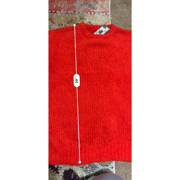 Future Collective Crewneck Relaxed Teddy Sweater Red Women’s Medium NWT - Picture 3 of 5